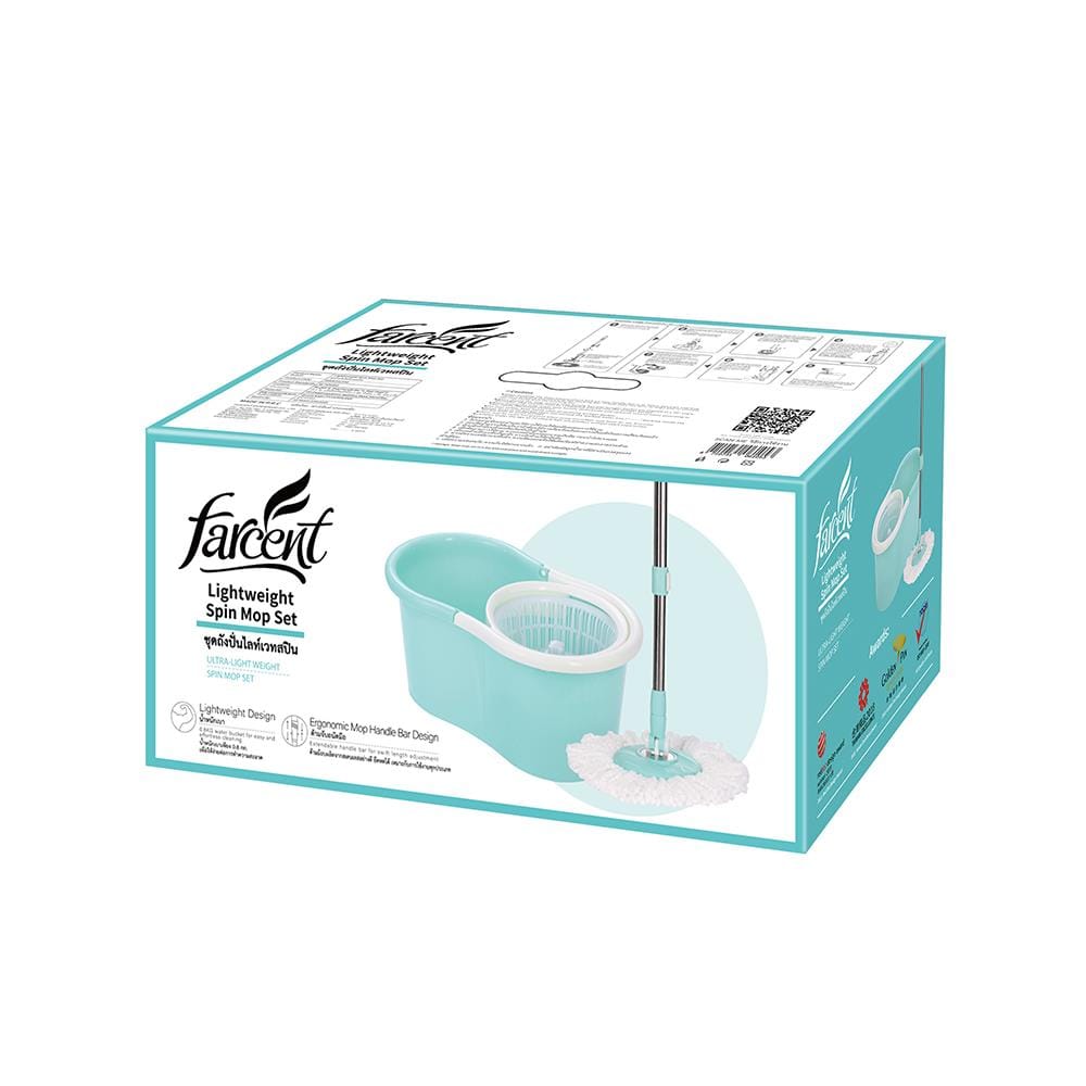 ชุดอุปกรณ์ถังปั่นพร้อมไม้ม็อบ FARCENT LIGHTWEIGHT สีเขียว