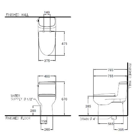 สุขภัณฑ์ 1 ชิ้น COTTO C1142 6L สีขาว_1