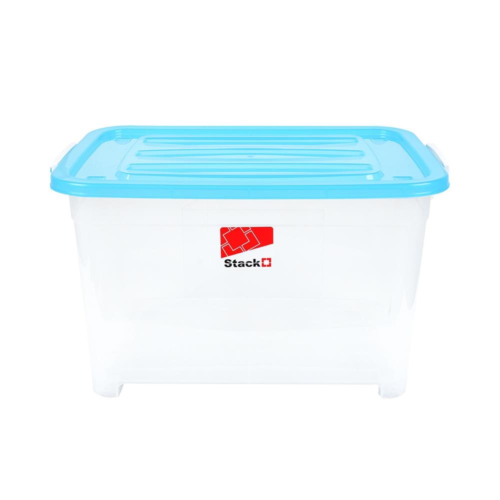 กล่องเก็บของ มีล้อ ฝาล็อค STACKO S105 A 100 ลิตร 50x70x42 ซม. สีฟ้า