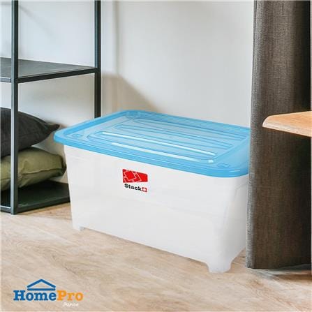 กล่องเก็บของ มีล้อ ฝาล็อค STACKO S105 A 100 ลิตร 50x70x42 ซม. สีฟ้า_3