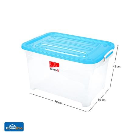 กล่องเก็บของ มีล้อ ฝาล็อค STACKO S105 A 100 ลิตร 50x70x42 ซม. สีฟ้า_4