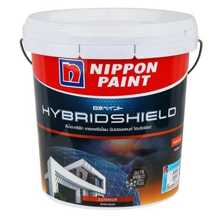 สีน้ำทาภายนอก ชนิดกึ่งเงา NIPPON PAINT HYBRIDSHIELD BASE B สีขาว 2.5 แกลลอน_0