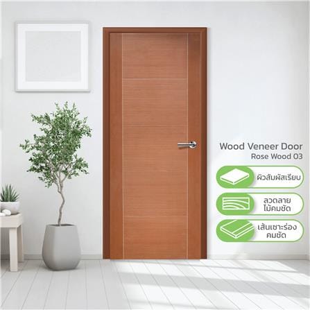 ประตูภายใน MDF METRO วีเนียร์ ROSE WOOD 03 80X200 ซม. สีไม้สัก_2
