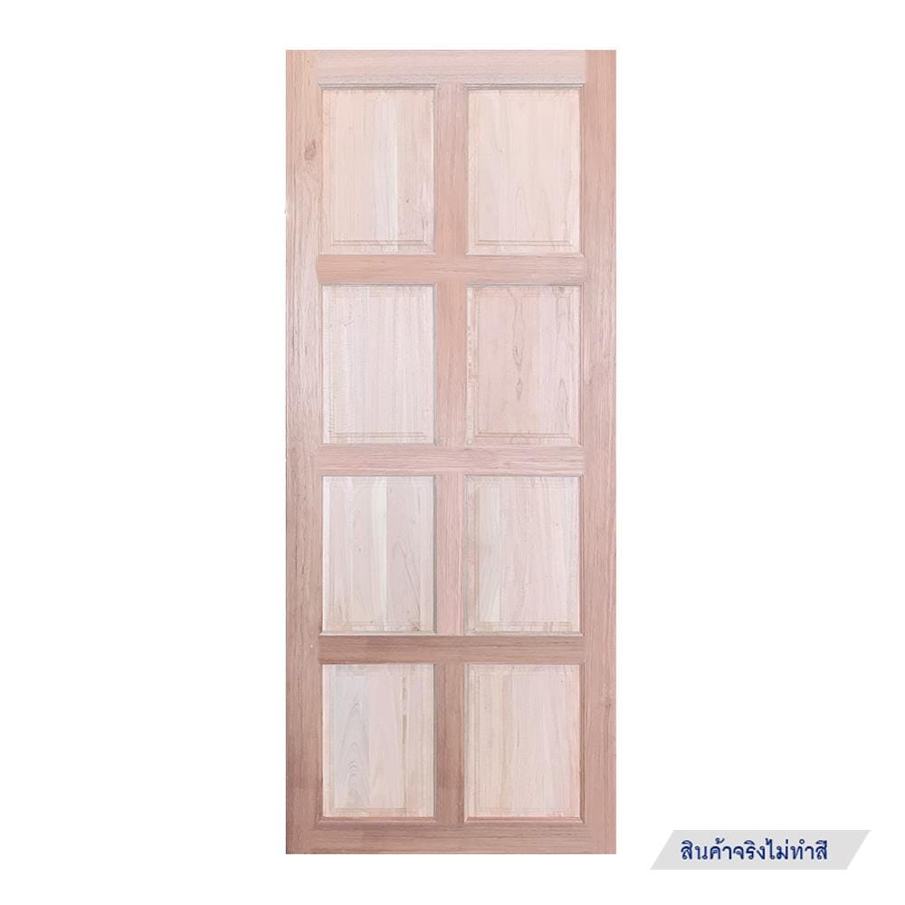 ประตูไม้แดงมาเลย์ N999 8 ฟัก ขอบ 4 นิ้ว 80X200 ซม. สีธรรมชาติ ไม่เจาะลูกบิด