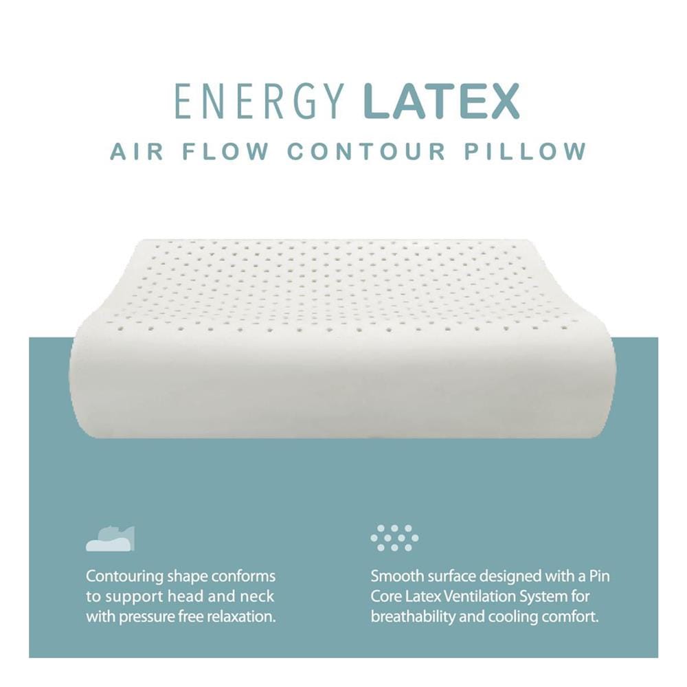 หมอนสุขภาพ ยางพารา SANTAS AIR FLOW CONTOUR 15x24 นิ้ว สีขาว