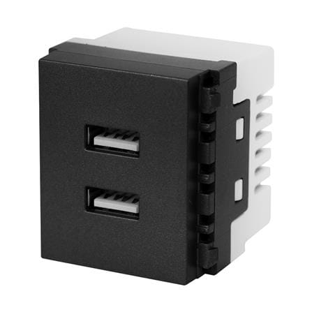 เต้ารับ USB PHILIPS 2 ช่อง LEAF 2.4 แอมแปร์ สีดำ_1