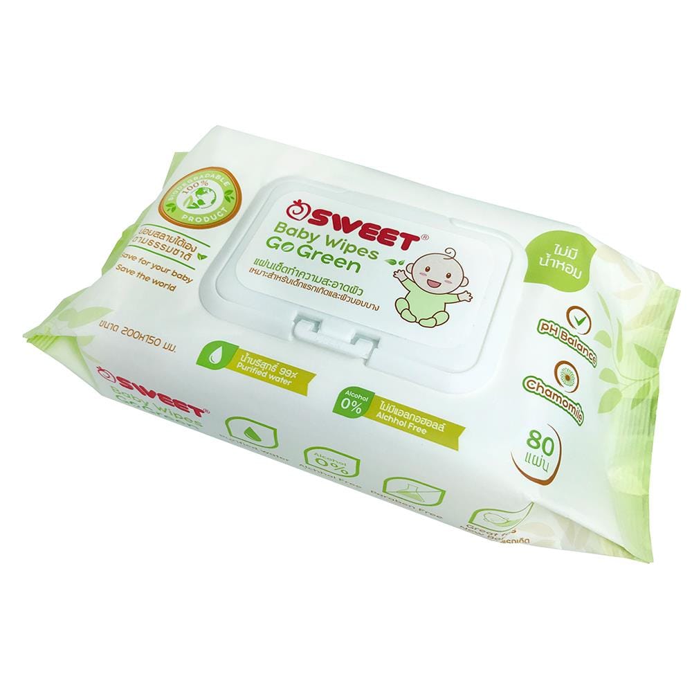 ผ้าเช็ดทำความสะอาด SWEET GO GREEN 80 แผ่น