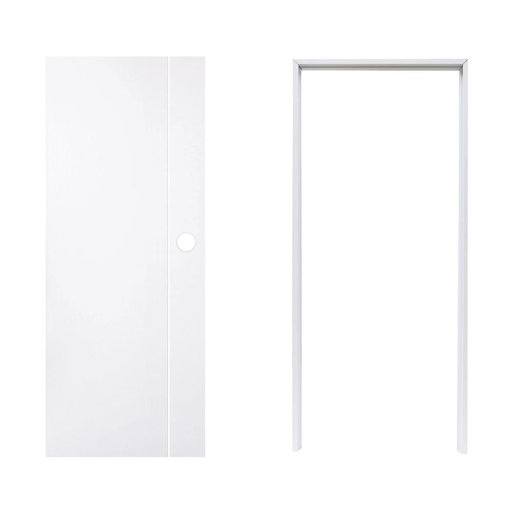 ชุดประตูห้องน้ำ PVC AZLE P4 บานทึบพร้อมวงกบ 70X200 ซม. สีขาว เจาะ
