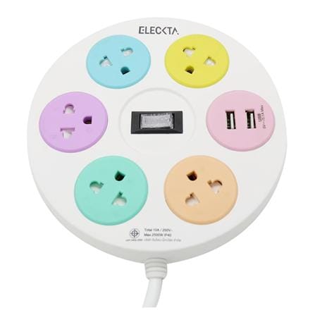 รางปลั๊กไฟ 5ช่อง 1สวิตซ์ 2USB ELECKTA RD-5121 3 ม._0
