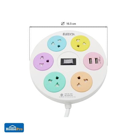 รางปลั๊กไฟ 5ช่อง 1สวิตซ์ 2USB ELECKTA RD-5121 3 ม._4