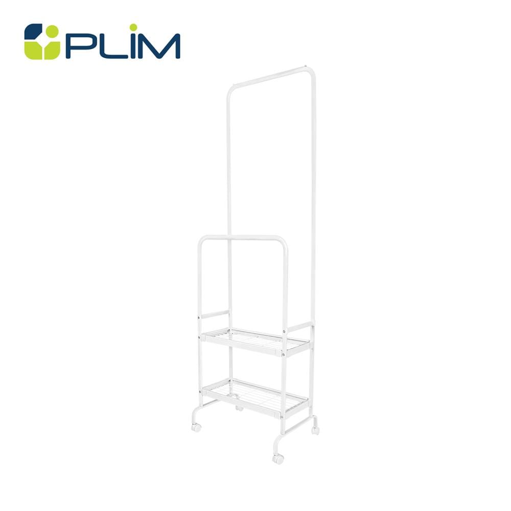 ราวแขวนผ้าพร้อมชั้นวางของ 2 ชั้น PLIM สีขาว_0