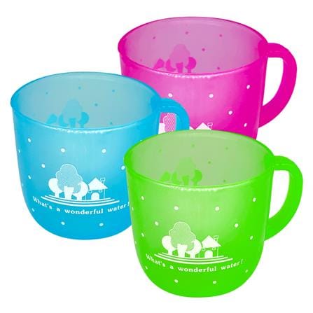 ถ้วยหู PP 250ml BIGONE PLAIN ITEM แพ็ค 3 ใบ ฟ้า/ชมพู/เขียว_0