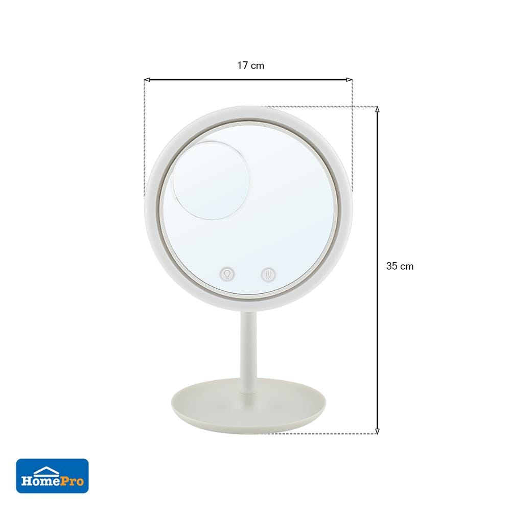 กระจกส่องหน้า LED + พัดลม MOYA 20F001 สีขาว