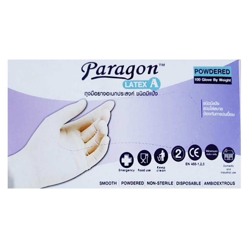 ถุงมือยางอเนกประสงค์ PARAGON (M) 50 คู่ สีขาว
