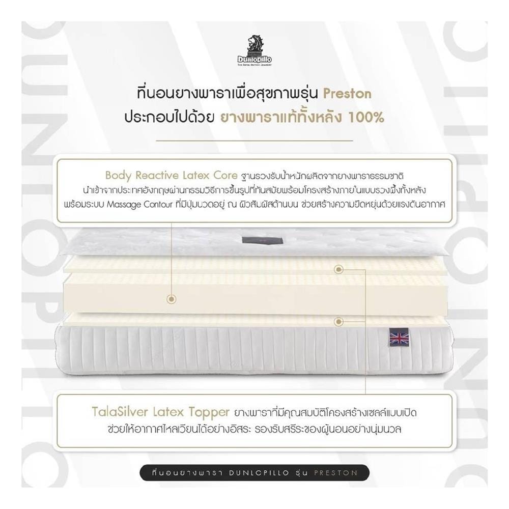 ที่นอนยางพารา 6 ฟุต DUNLOPILLO รุ่น PRESTON