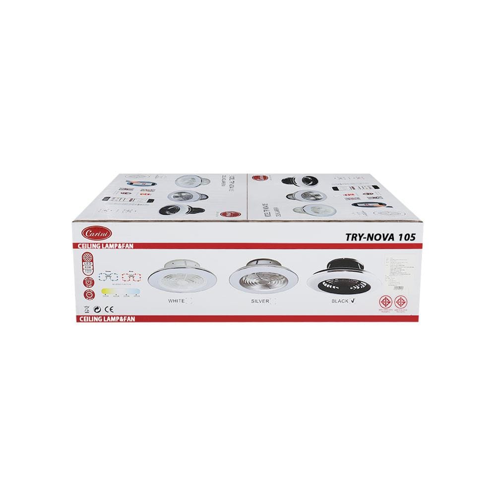 พัดลมไฟเพดาน LED CARINI TRY-NOVA105BK 60 วัตต์ COOLWHITE/DAYLIGHT/WARMWHITE สีดำ 25 นิ้ว