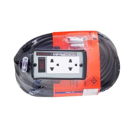 บล็อกยาง 2x4 พร้อมสาย VCT3x1.5 2ช่อง 1สวิตซ์ ELECTON 20 เมตร สีดำ_1