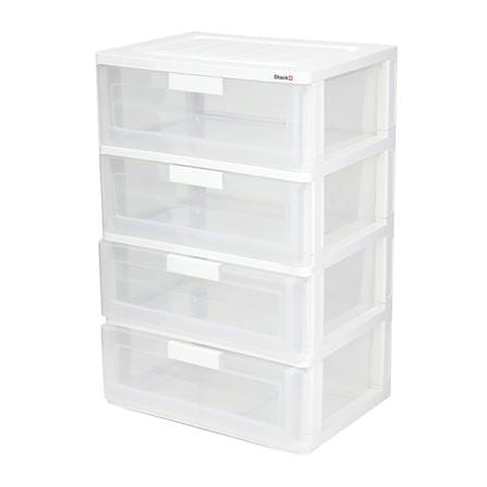 ตู้ลิ้นชัก 4 ชั้น STACKO MAX(L) 58.5x41x88 ซม. สีใส_0
