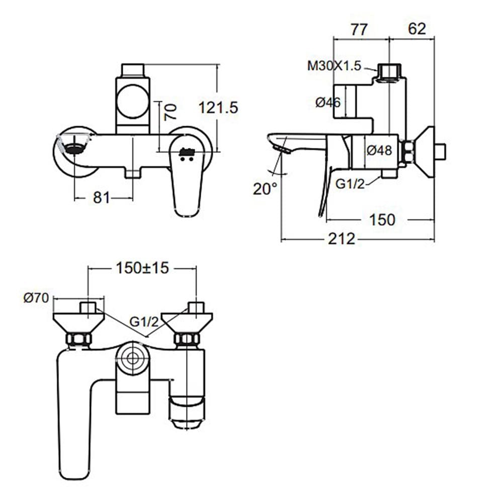 ก๊อกผสมอ่างอาบน้ำ AMERICAN STANDARD FFAS0972-7T2500BT0