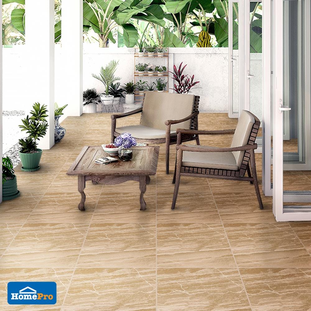 กระเบื้องพื้นพอร์ซเลน  16x16 นิ้ว COTTO ฮาร์โมไนซ์ สโตน น้ำตาล PM 0.96M2