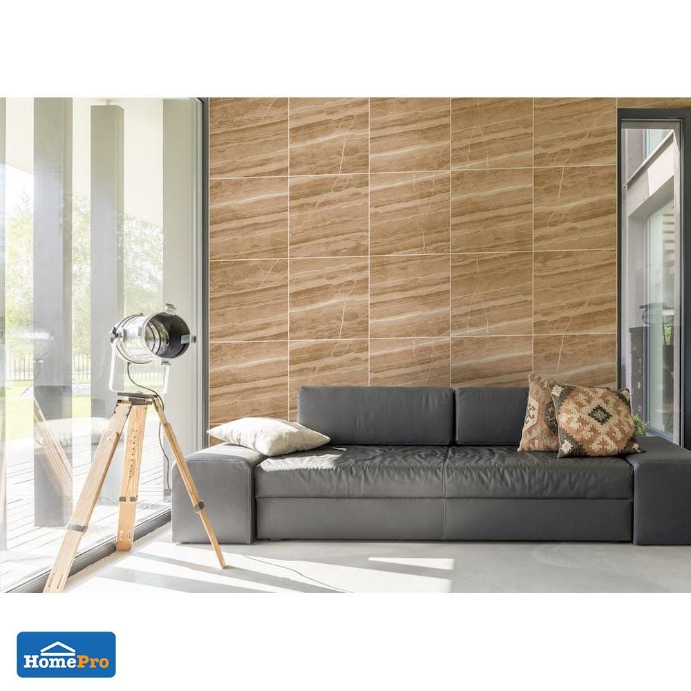 กระเบื้องพื้นพอร์ซเลน  16x16 นิ้ว COTTO ฮาร์โมไนซ์ สโตน น้ำตาล PM 0.96M2