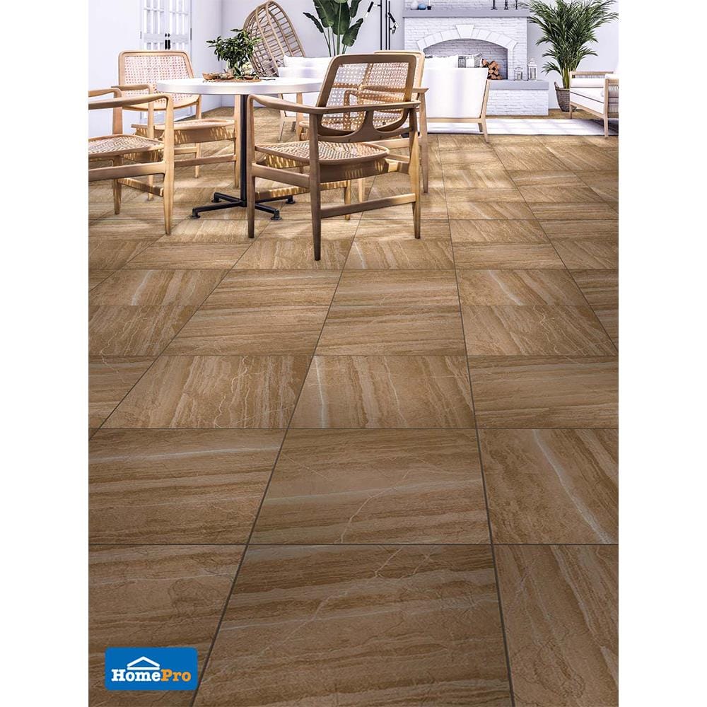 กระเบื้องพื้นพอร์ซเลน  16x16 นิ้ว COTTO ฮาร์โมไนซ์ สโตน น้ำตาล PM 0.96M2