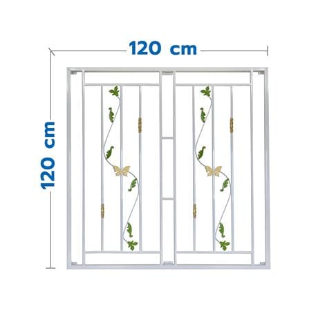 เหล็กดัดหน้าต่าง MHOLARN ดอกไม้ร่าเริง 120x120 ซม. สีขาว