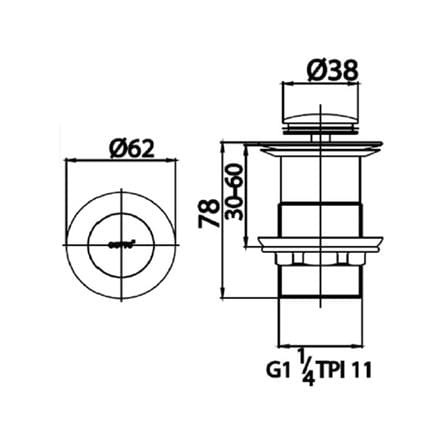 สะดืออ่างล้างหน้าแบบกด COTTO CT6702N(HM)_1