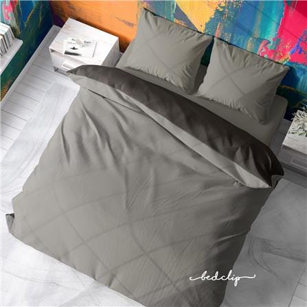 ชุดผ้าปูที่นอน 5 ฟุต 3 ชิ้น BED CLIP MICROTEX สีเทาอ่อน_0