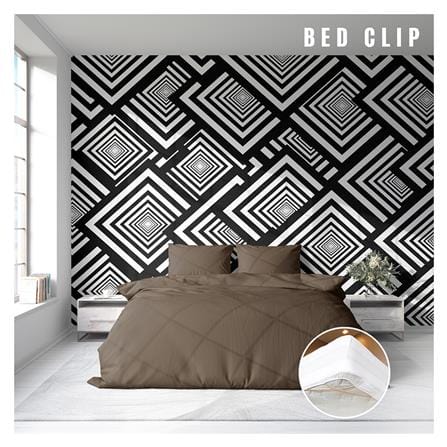 ชุดผ้าปูที่นอน 6 ฟุต 3 ชิ้น BED CLIP MICROTEX สีน้ำตาล_1