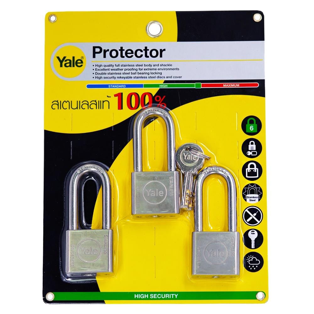 กุญแจคีย์อะไลท์ YALE Y119D SS 40 มม. สีสเตนเลส (แพ็ก 3 ชิ้น)