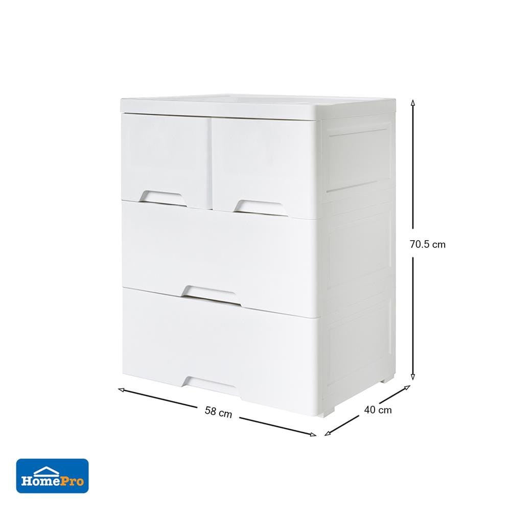 ตู้ลิ้นชัก 3 ชั้นทึบ STACKO NEAT 58x40x70.5 ซม. สีขาว