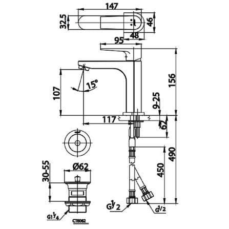 ก๊อกอ่างล้างหน้าผสม COTTO CT2160A_1
