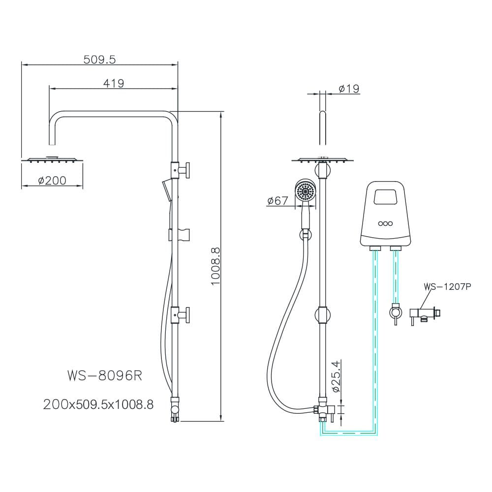 ฝักบัว RAIN SHOWER ผสม WS-8096R