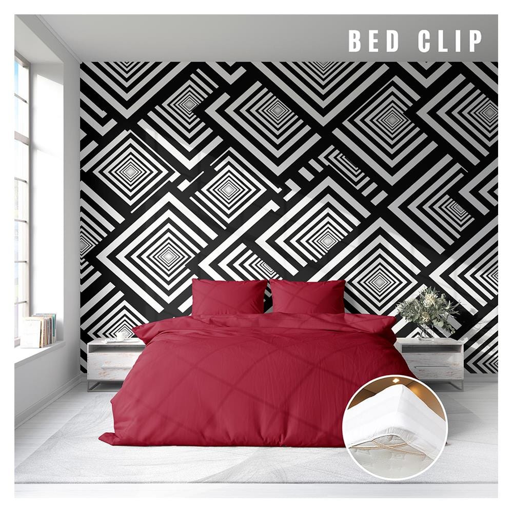 ชุดผ้าปูที่นอน 6 ฟุต 3 ชิ้น BED CLIP MICROTEX สีแดงอมชมพู