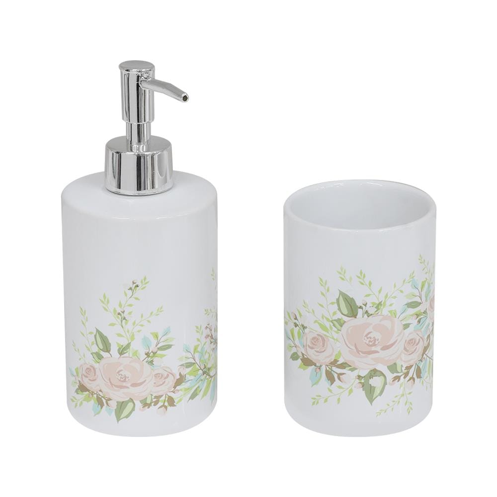 กระปุกห้องน้ำเซรามิก MOYA CE2658AA-2 ลายดอกไม้