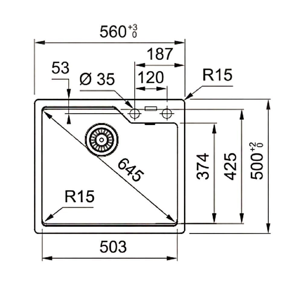 ซิงค์ฝัง 1หลุม FRANKE UBG 610-56 สีดำ
