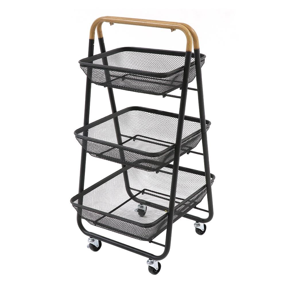ชั้นวางของ 3 ชั้น มีล้อ STACKO MOKU 42x48x88 ซม. สีดำ