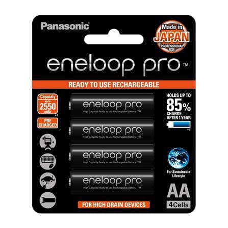 ถ่านชาร์จ PANASONIC AA ENELOOP 3HCCE แพ็ก 4 ก้อน สีดำ_0