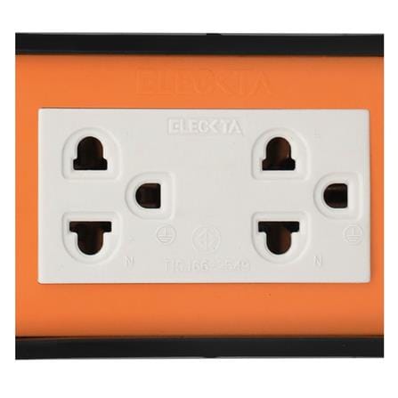 บล็อกยาง 2x4 พร้อมปลั๊กกราวด์คู่ 2 ช่อง ELECKTA V-093 สีส้ม_2