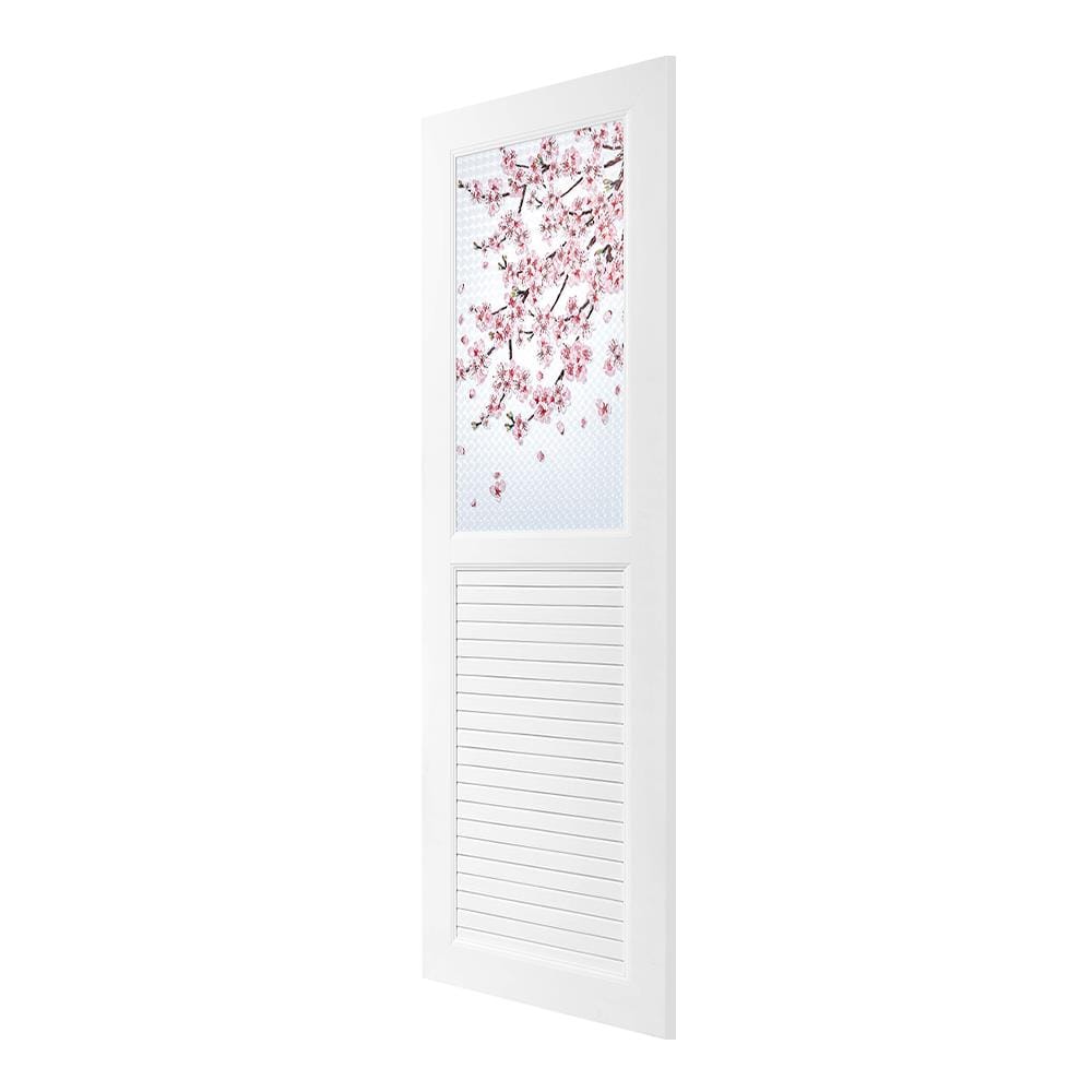 ประตู UPVC ASARA G925 ดอกซากุระ 70x200 ซม. สีขาว พร้อมวงกบ ไม่เจาะลูกบิด
