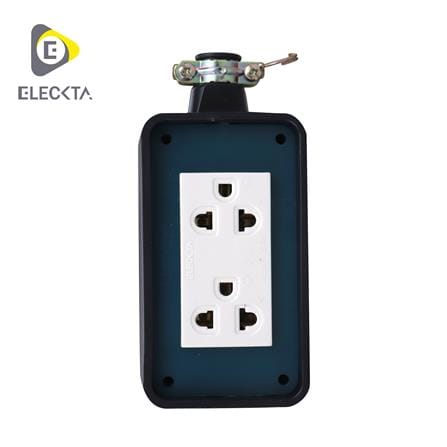 บล็อกยาง 2x4 พร้อมปลั๊กกราวด์คู่ 2 ช่อง ELECKTA V-093 สีเขียว