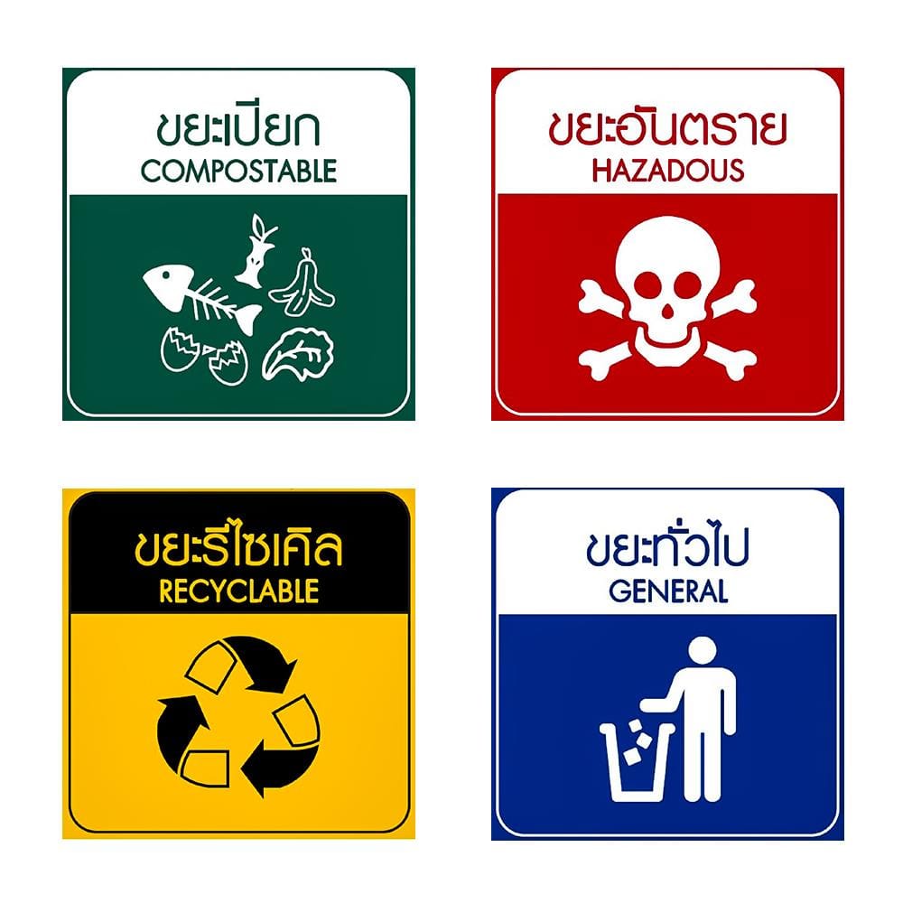 สติ๊กเกอร์แยกประเภทขยะ 4 แบบ ACCO 25x25cm
