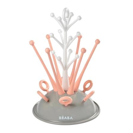 ที่คว่ำขวดนมและฝา BEABA 6 ขวด สีชมพู/ขาว