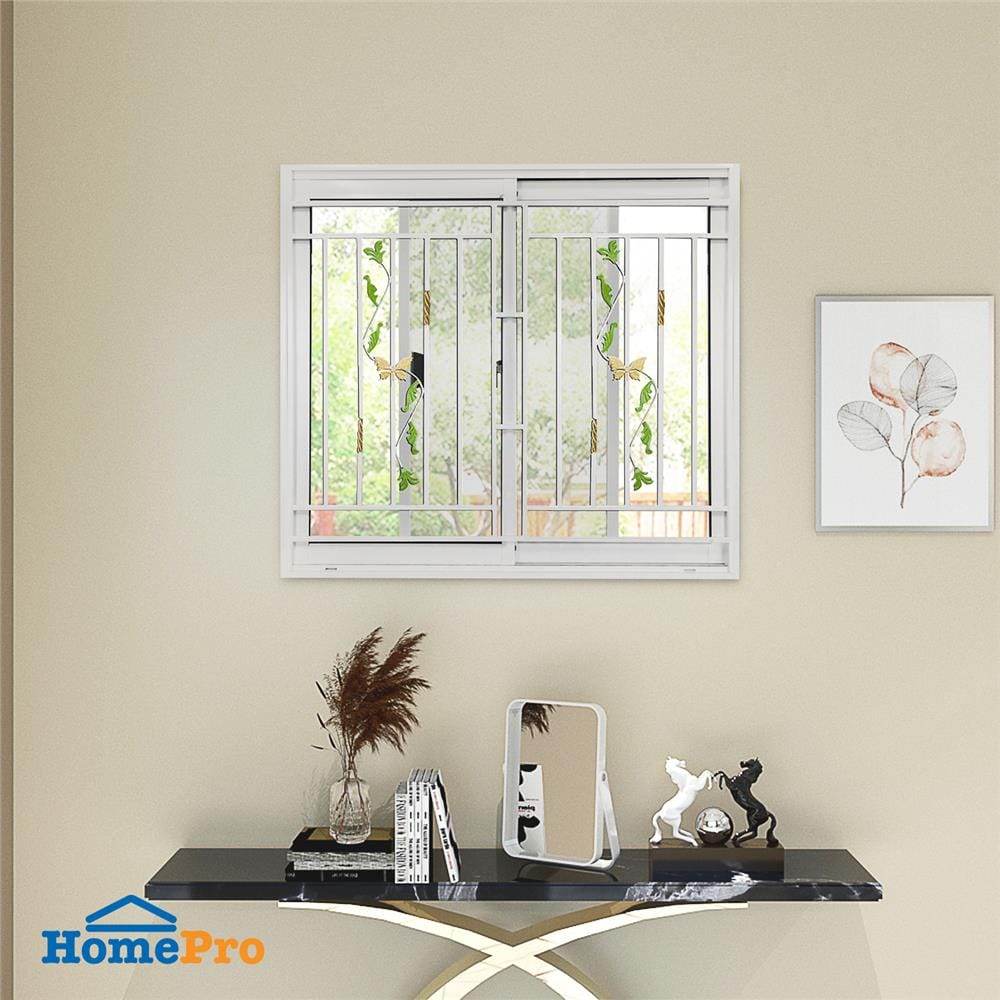 หน้าต่างบานเลื่อน + เหล็กดัด AZLE 120x110 ซม. สีขาว