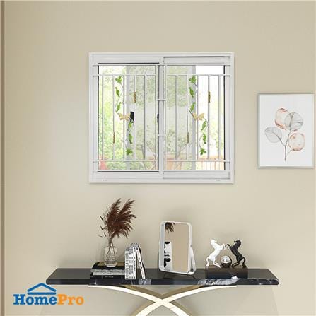 หน้าต่างบานเลื่อน + เหล็กดัด AZLE 120x110 ซม. สีขาว_3