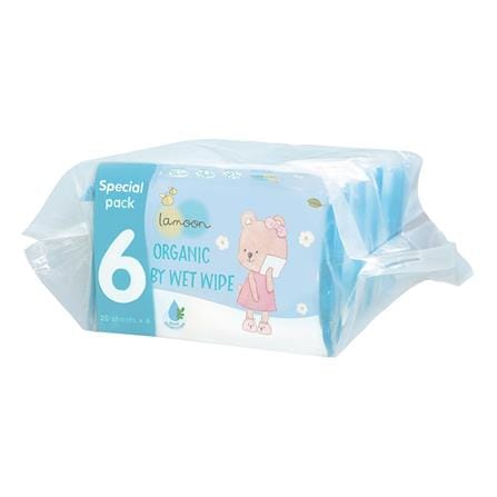ผ้าเช็ดทำความสะอาดผิว LAMOON ORGANIC 20 แผ่น แพ็ค 6_0