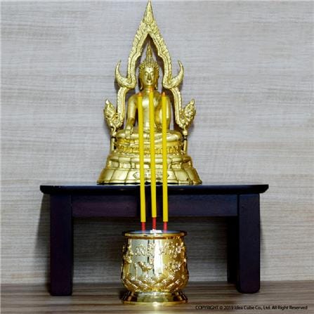 กระถางธูป LED 3 ดอก CLAIRE 28 ซม. สีเหลืองทอง_1