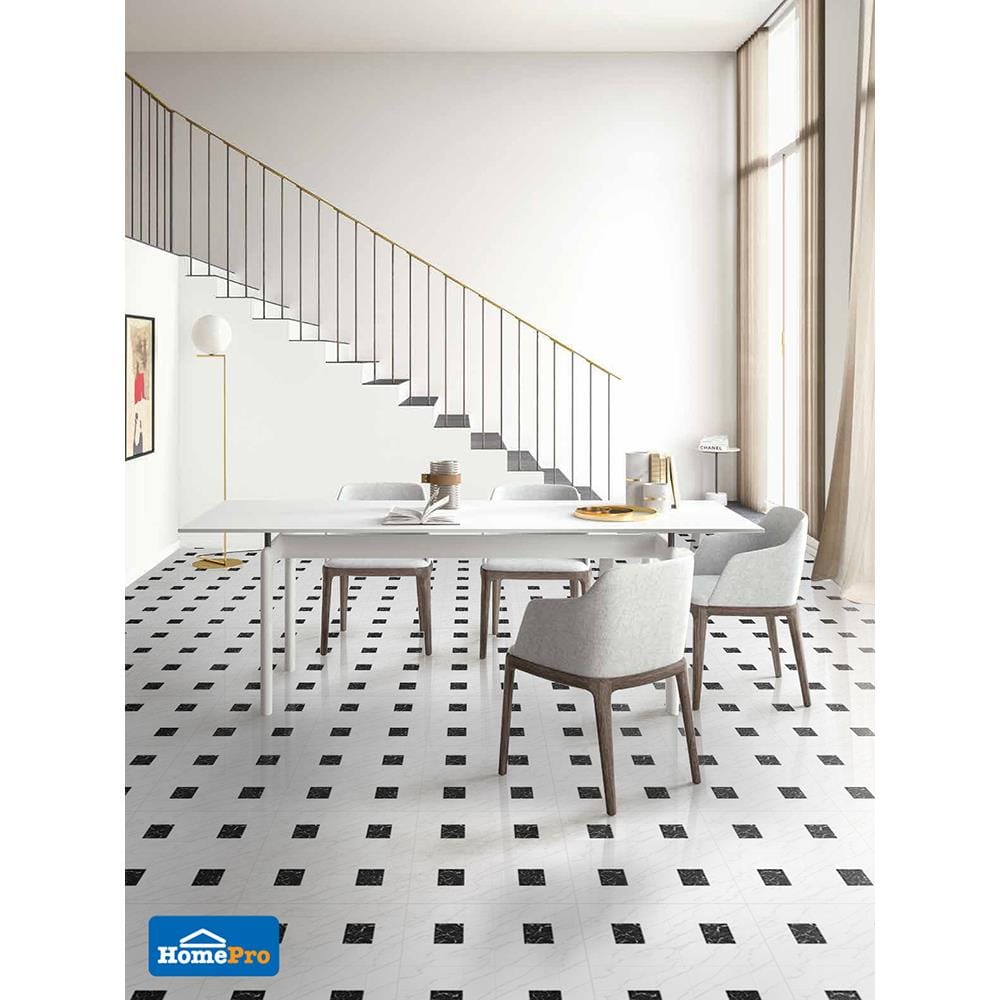 กระเบื้องพื้น 40x40 ซม. คาซ่า นิว แบล็ค ไวท์ 0.96M2