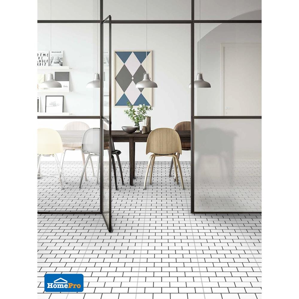 กระเบื้องพื้น 40x40 ซม. คอสโม่ นิว แบล็ค ไวท์ 0.96M2